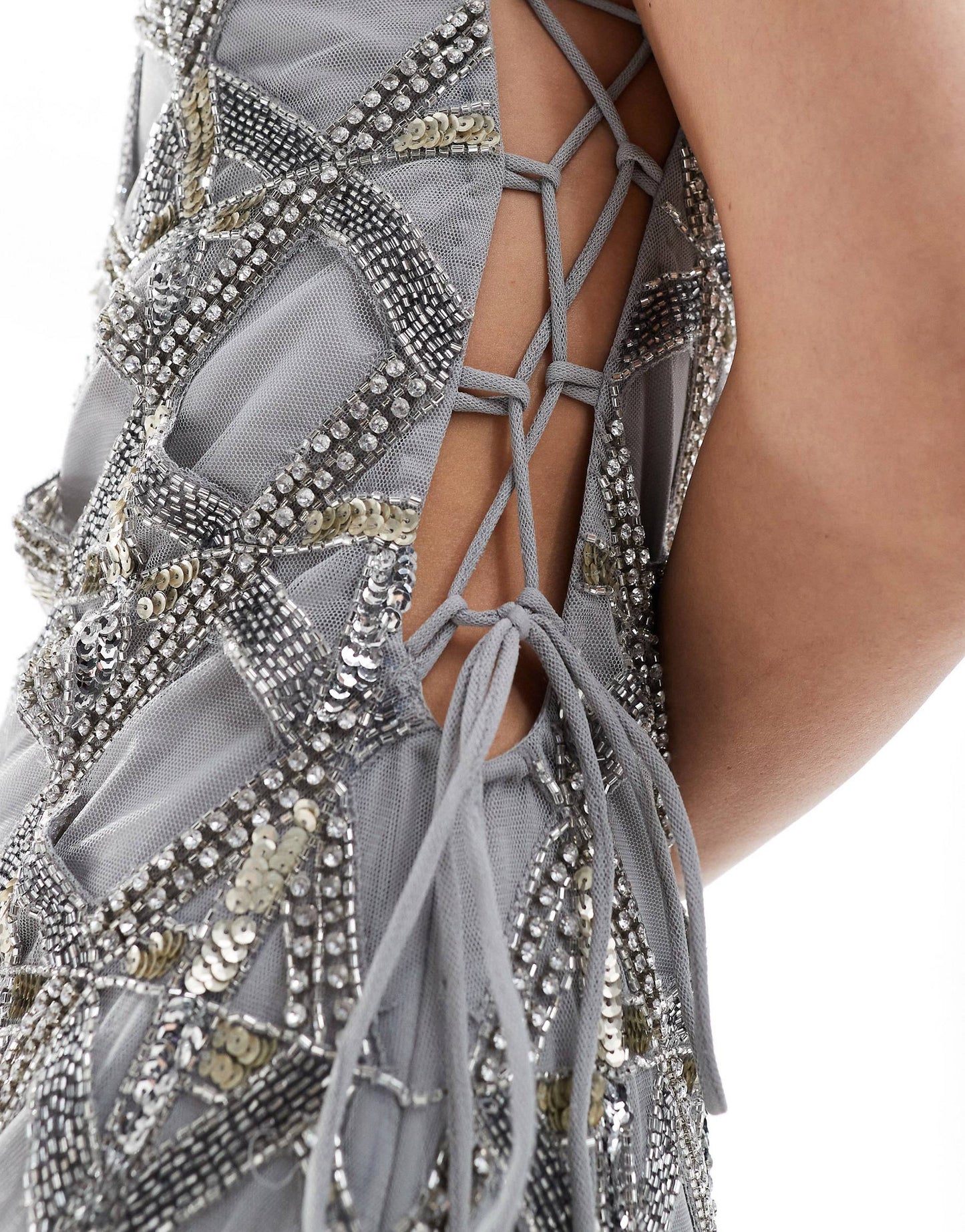 π LuminaGlam Grey Maxi Dress