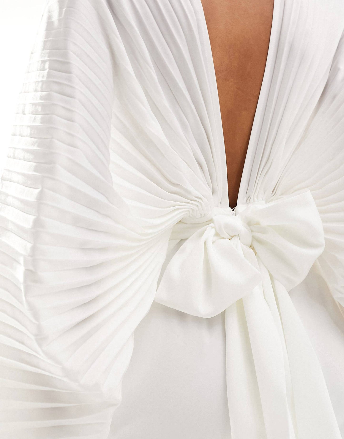 π Eternal Elegance - Ivory Satin Pleated Maxi Dress