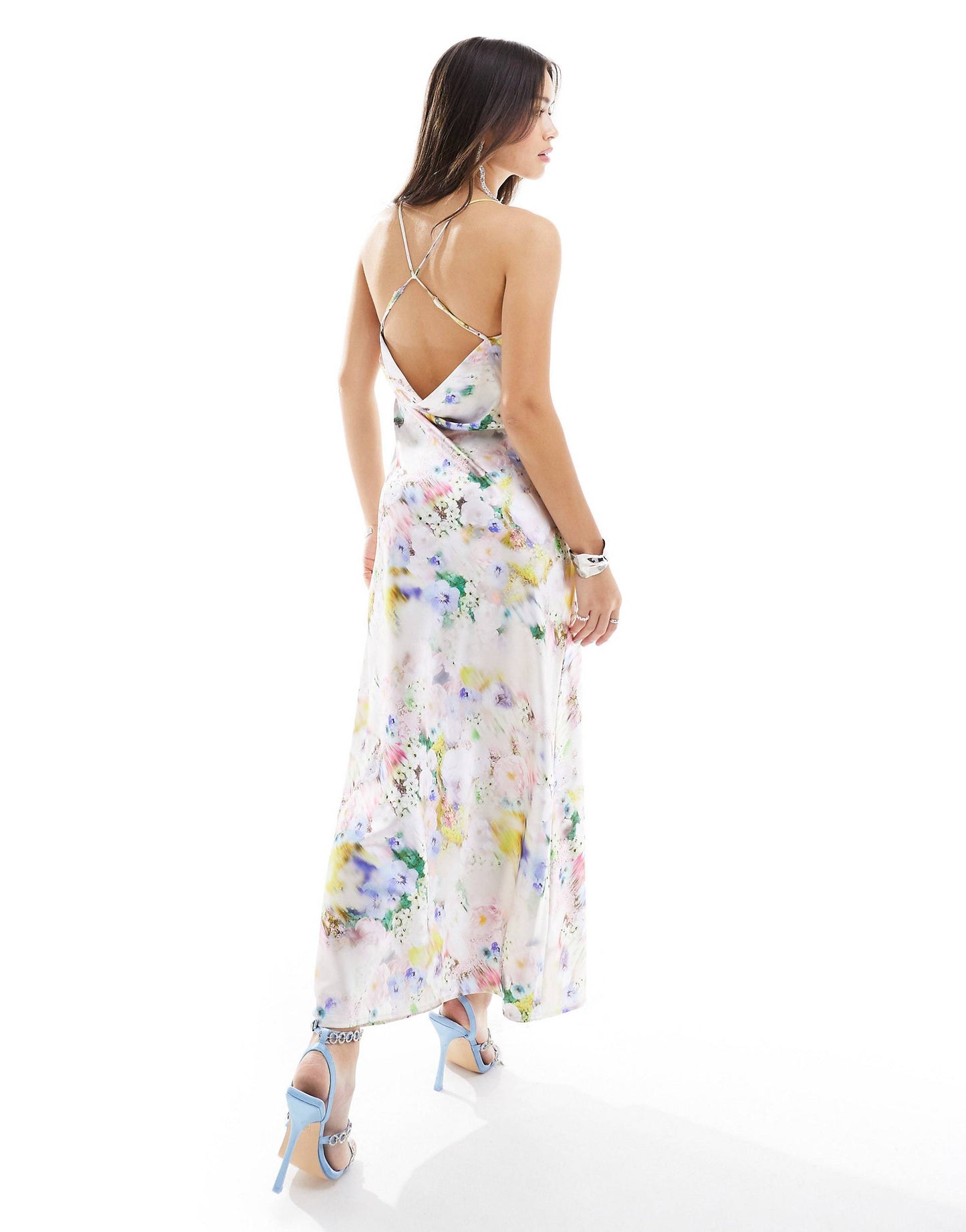 π Blossom Drape Midi: Luxe Satin Dress