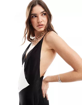 π Monochrome Elegance: Satin Maxi Dress