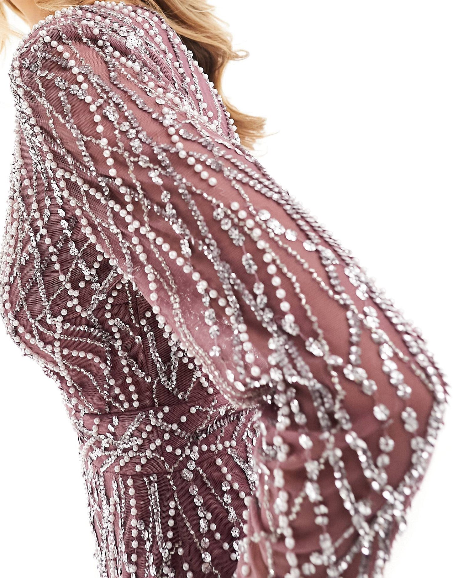 👗 Mauve Majesty Maxi: Embellished Dress