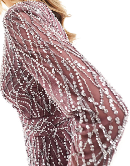 👗 Mauve Majesty Maxi: Embellished Dress