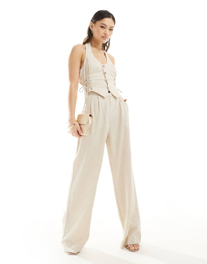 🩱 EleganceBlend Halter Jumpsuit: Sandstone Edition
