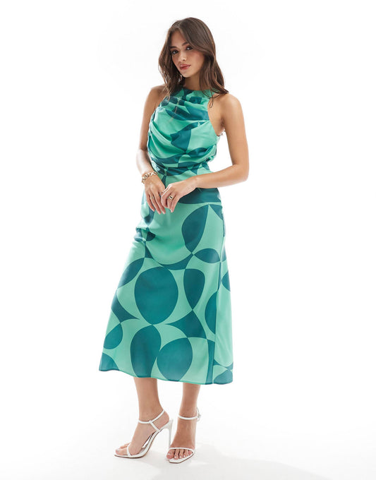 👗 Verde Visions Draped Midi Dress